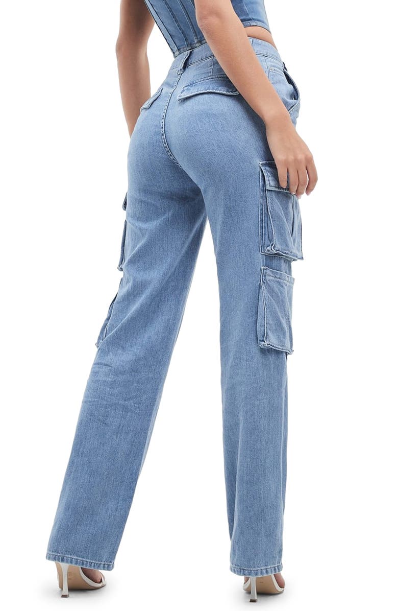GUESS Kori Cargo Straight Leg Jeans, Alternate, color, 