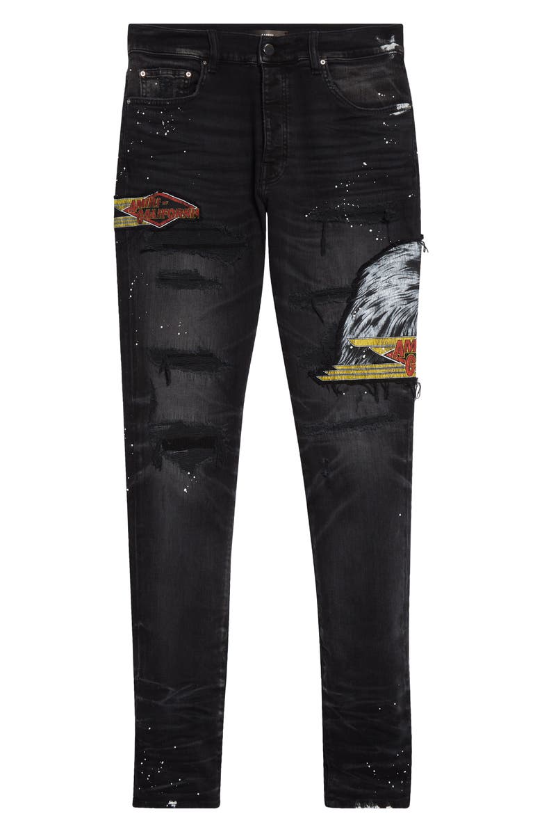 AMIRI Cement Thrasher Skinny Jeans, Alternate, color, Faded Black