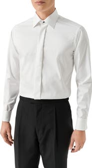 Eton Contemporary Fit Geometric Brocade Supima Cotton Dress Shirt