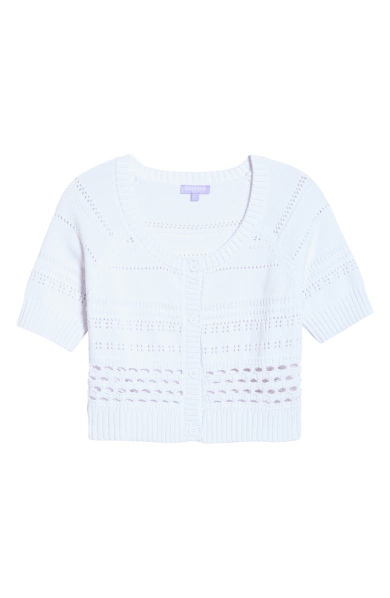 Florence by Mills Mixed Stitch Short Sleeve Cotton Cardigan, Main, color, White