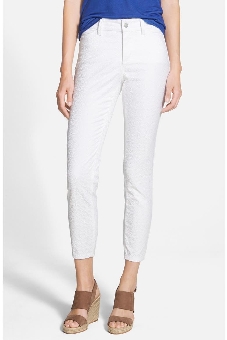 'Clarissa' Stretch Jacquard Ankle Skinny Jeans, Main, color, OPTIC WHITE