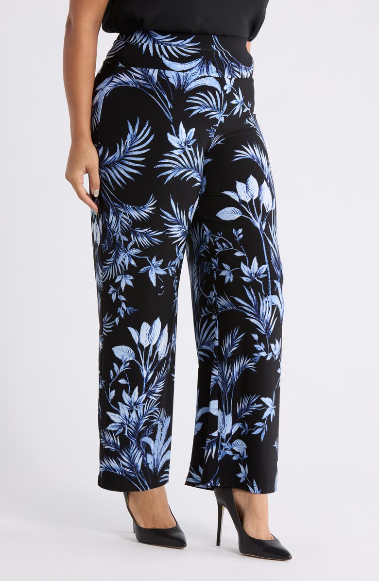 Anne Klein Pull-On Wide Leg Pants, Alternate, color, Anne Black Multi