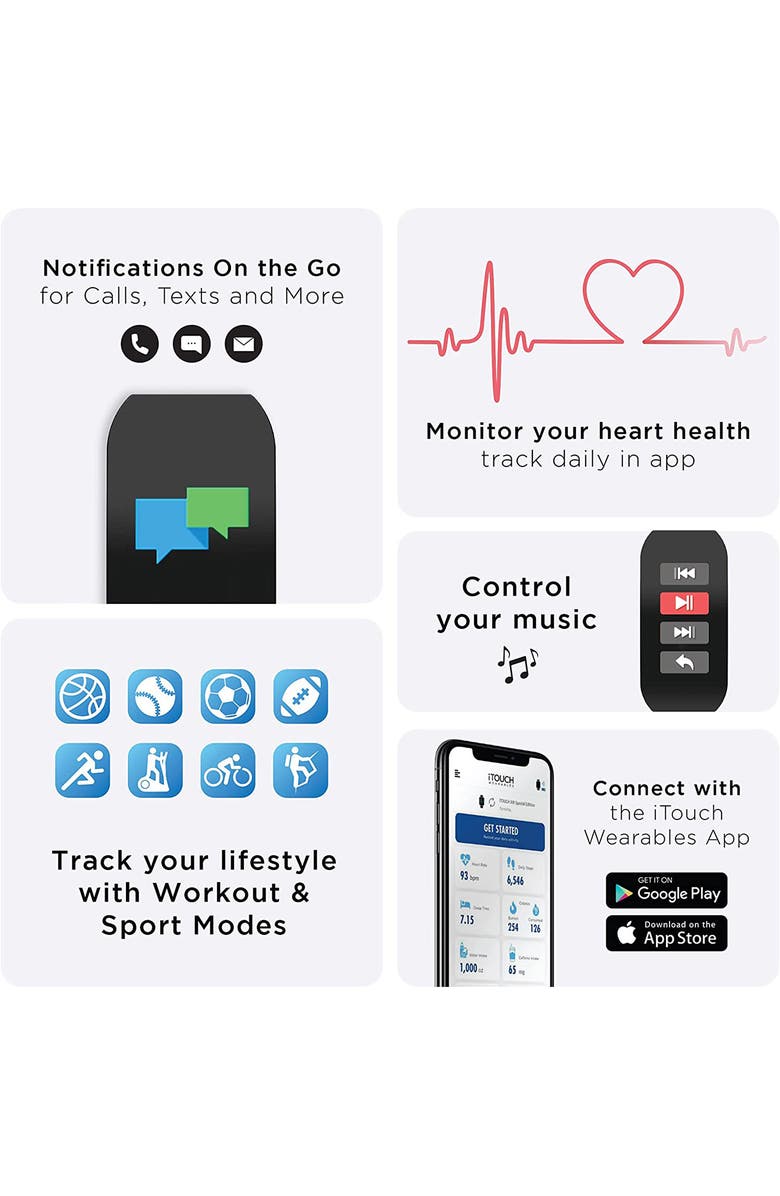 I TOUCH Activity Tracker Rectangle Smartwatch, 23.4mm x 44mm, Alternate, color, 