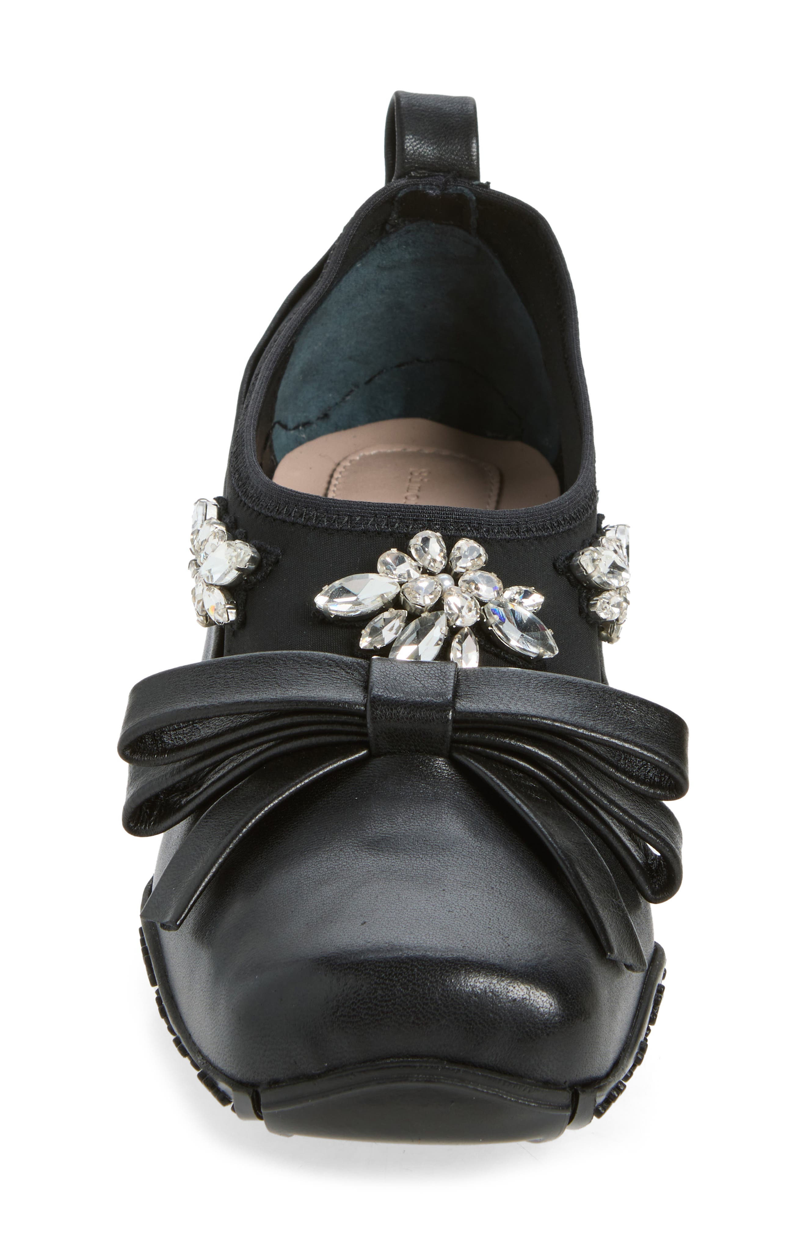 Rhinestone Bow Ballet Sneaker, Alternate, color, BLACK/ PEARL/ CLEAR
