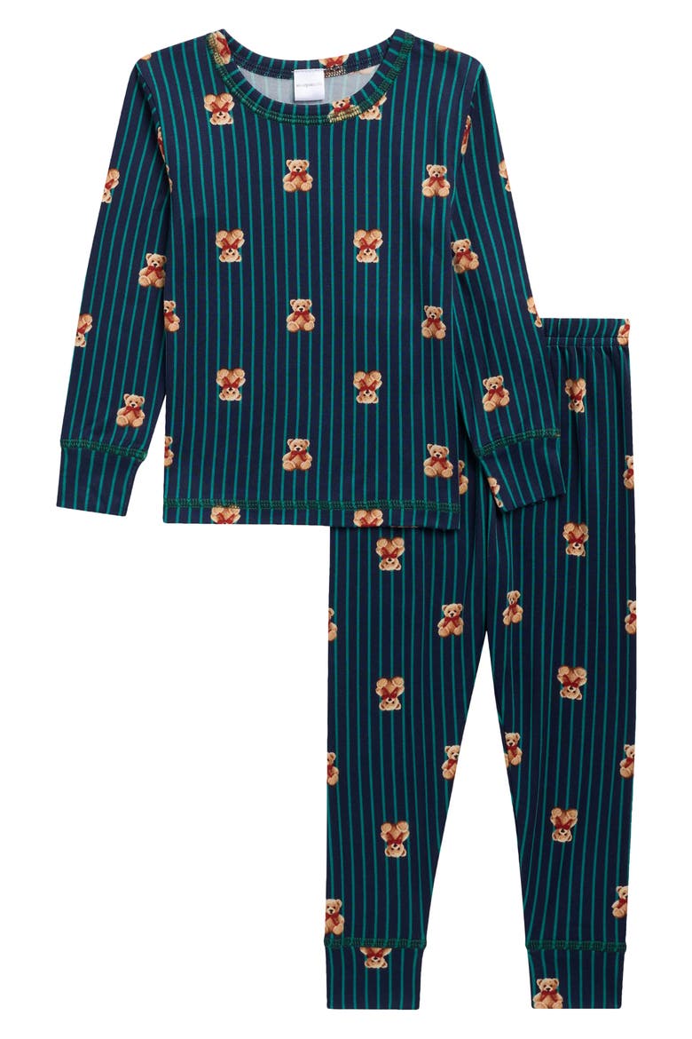 Kids' Tight Fit Family Pajamas, Main, color, BLUE SPRUCE BEARS