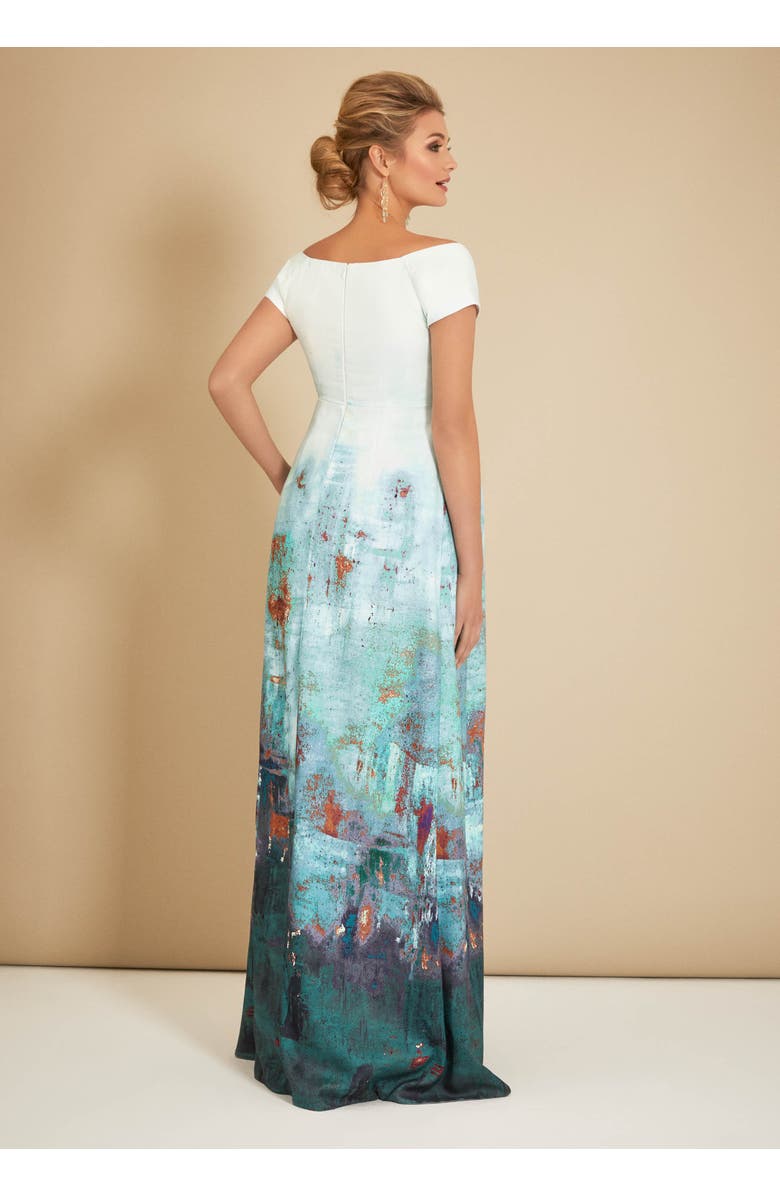 Tiffany Rose Maternity Aria Off Shoulder Maternity Gown, Alternate, color, Aquatic Ombre