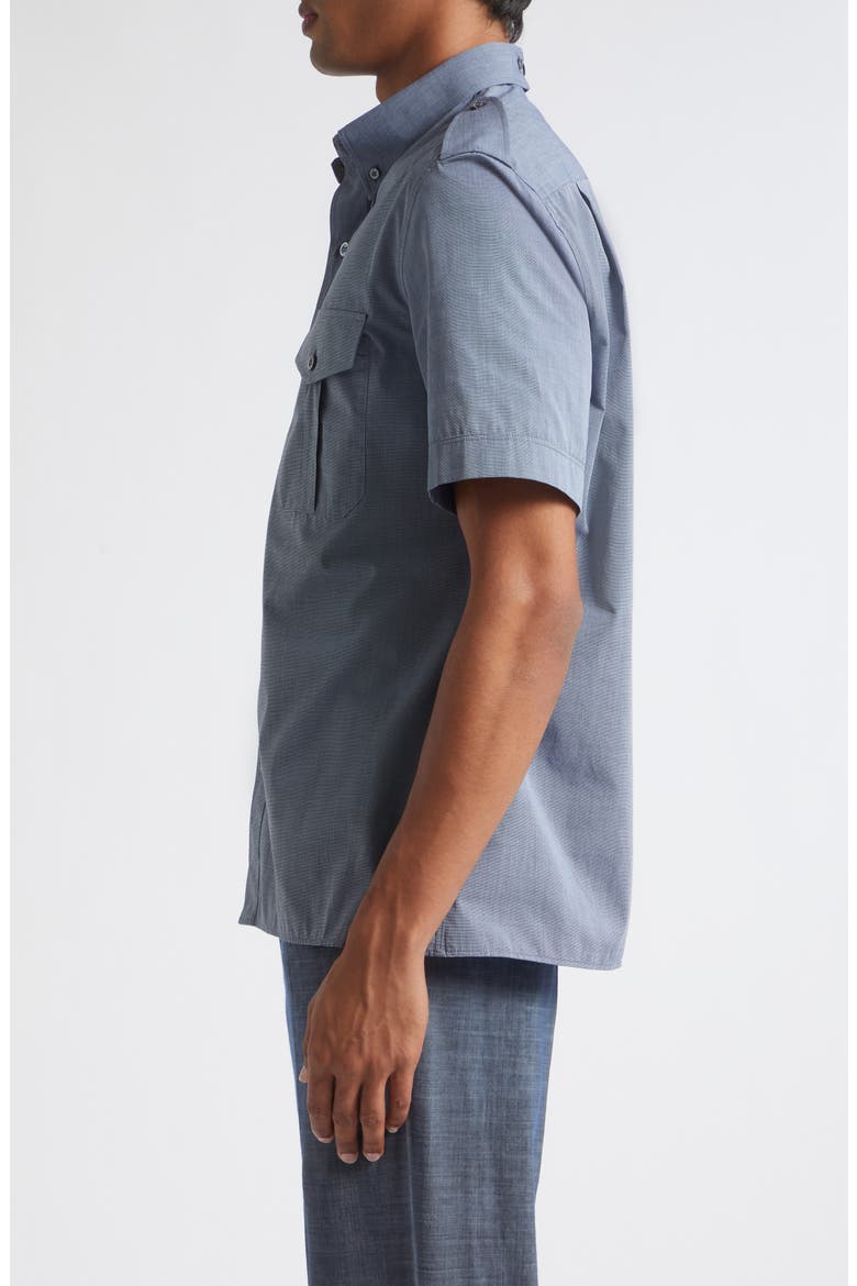 Foldable Short Sleeve Button-Down Shirt, Alternate, color, BLUE