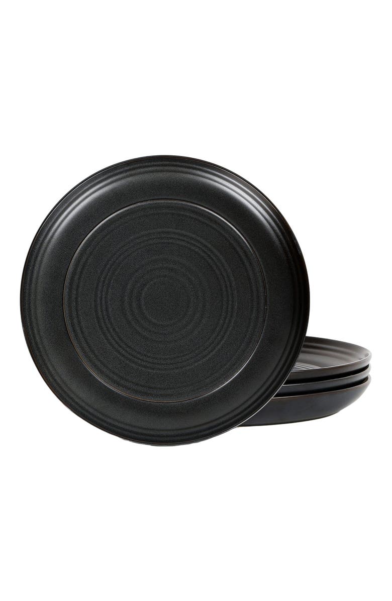 Stone Lain Elio Stoneware 4-Piece Dinner Plate Set, Main, color, Black