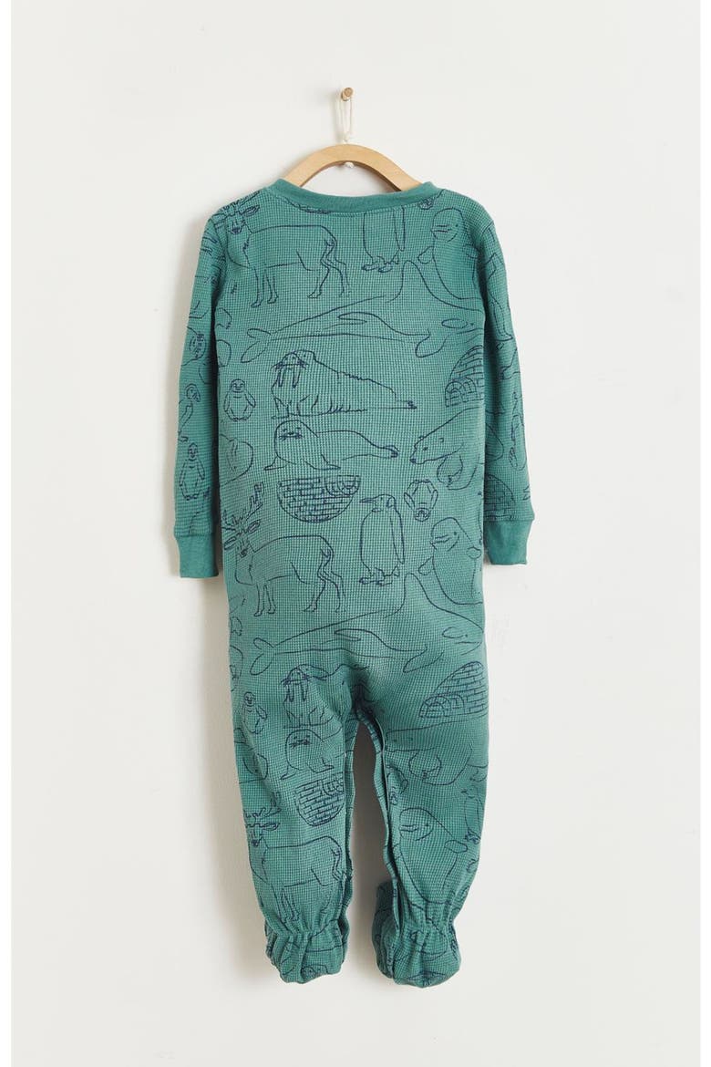 Premium Cotton Camou Waffle Snug Footie Pajamas For Infant, Alternate, color, Green
