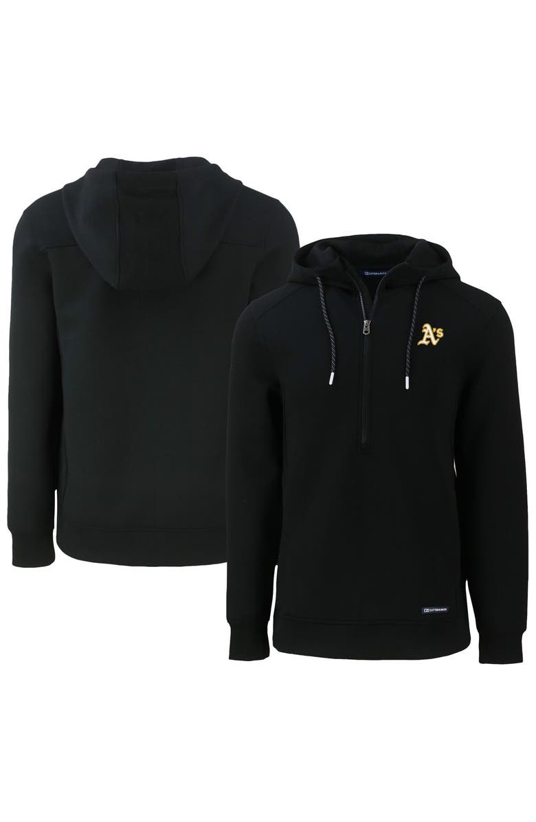 Cutter & Buck Men's Cutter & Buck  Black Oakland Athletics Roam Eco Half-Zip Recycled Pullover Hoodie, Alternate, color, 