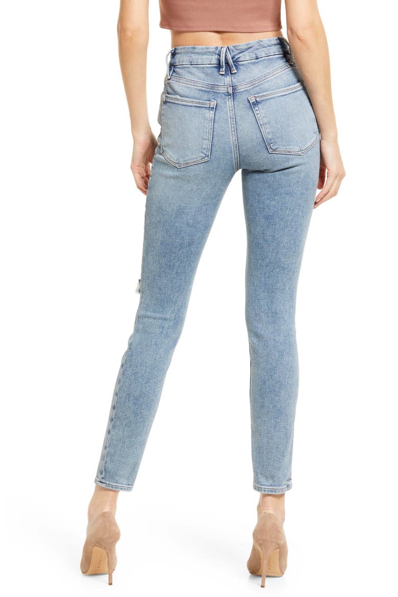 Good Legs High Waist Distressed Skinny Jeans, Alternate, color, INDIGO094