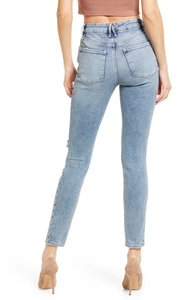 Good American Good Legs High Waist Distressed Skinny Jeans, Alternate, color, 