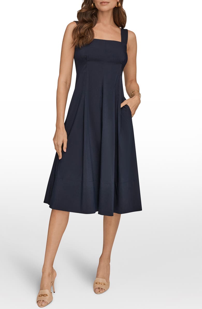 DONNA KARAN WEEKEND Fit & Flare Midi Dress, Main, color, Nightfall