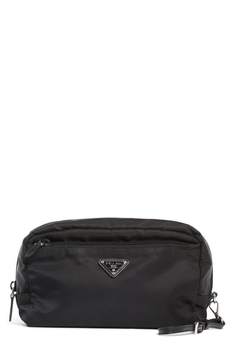Nylon Cosmetics Pouch, Main, color, NERO
