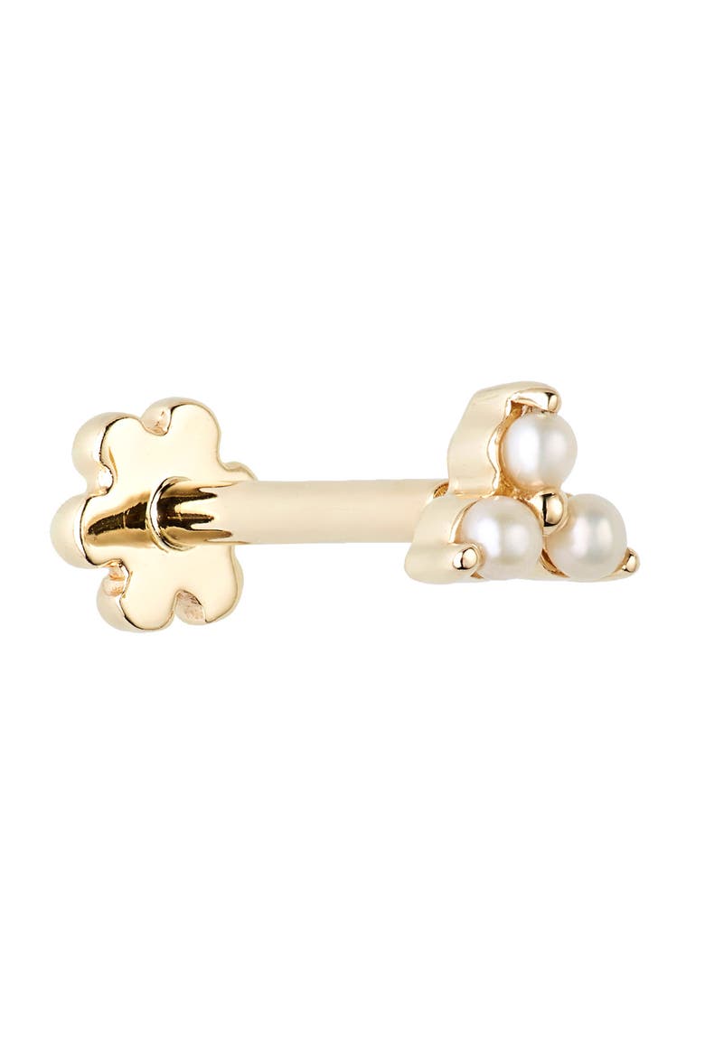 Pearl Trinity Threaded Stud Earring, Alternate, color, YELLOW