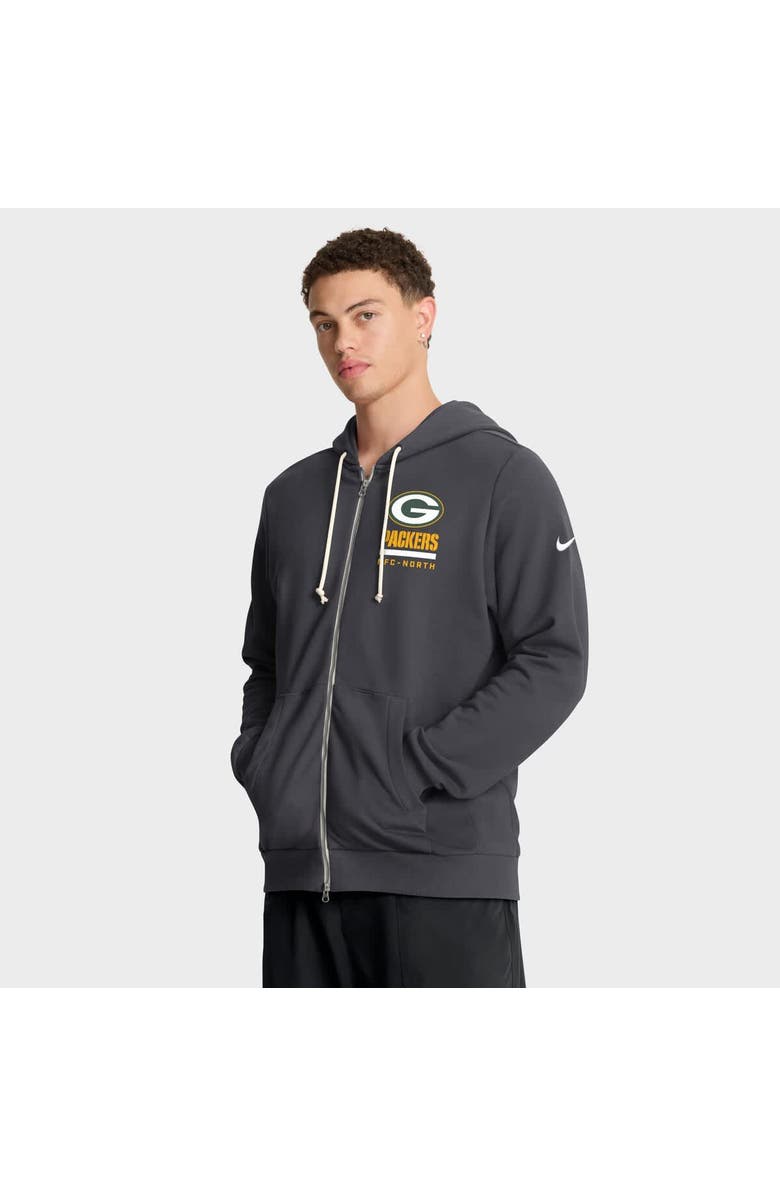 Nike Men's Nike Anthracite Green Bay Packers Sideline Standard Issue Utility Player Dri-FIT Full-Zip Hoodie, Alternate, color, Anthracite