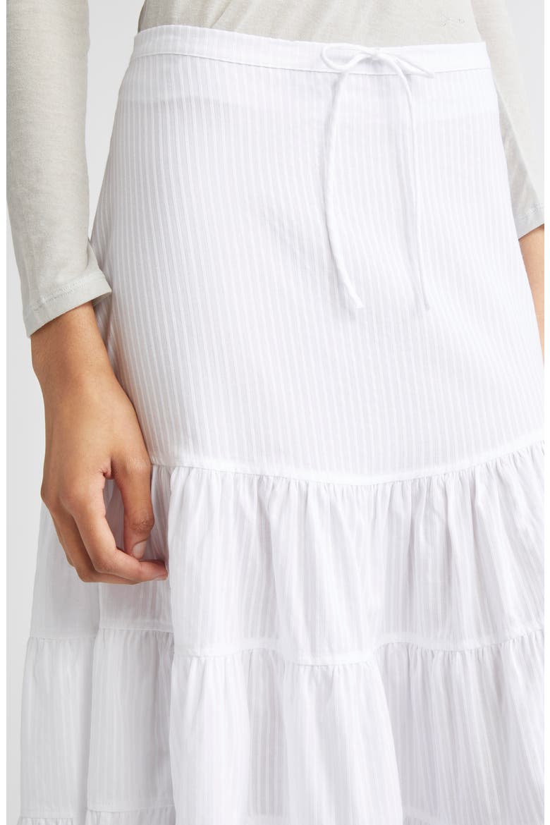 Long Etoile Stripe Tiered Cotton Maxi Skirt, Alternate, color, WHITE