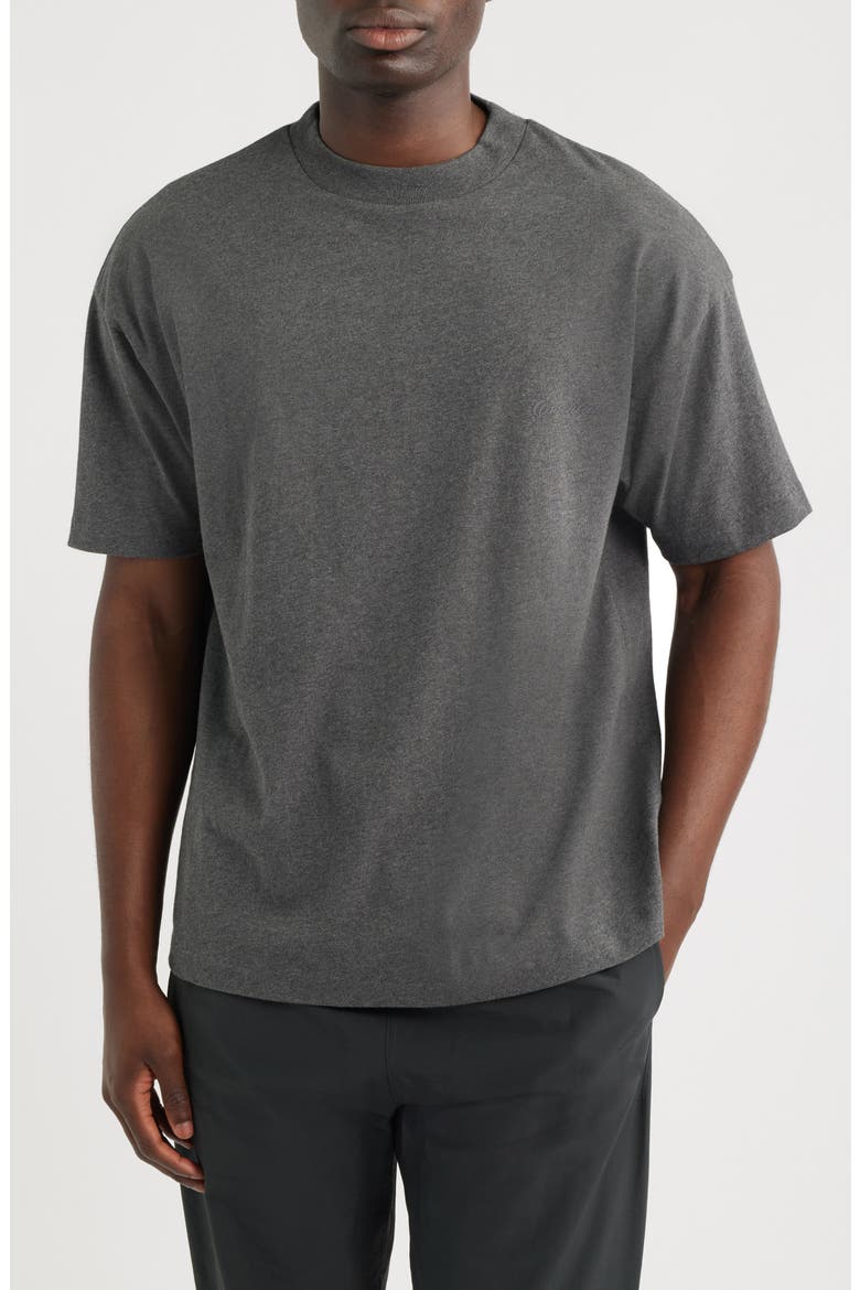 Embroidered Classic Short Sleeve Cotton T-Shirt, Main, color, CHARCOAL HEATHER
