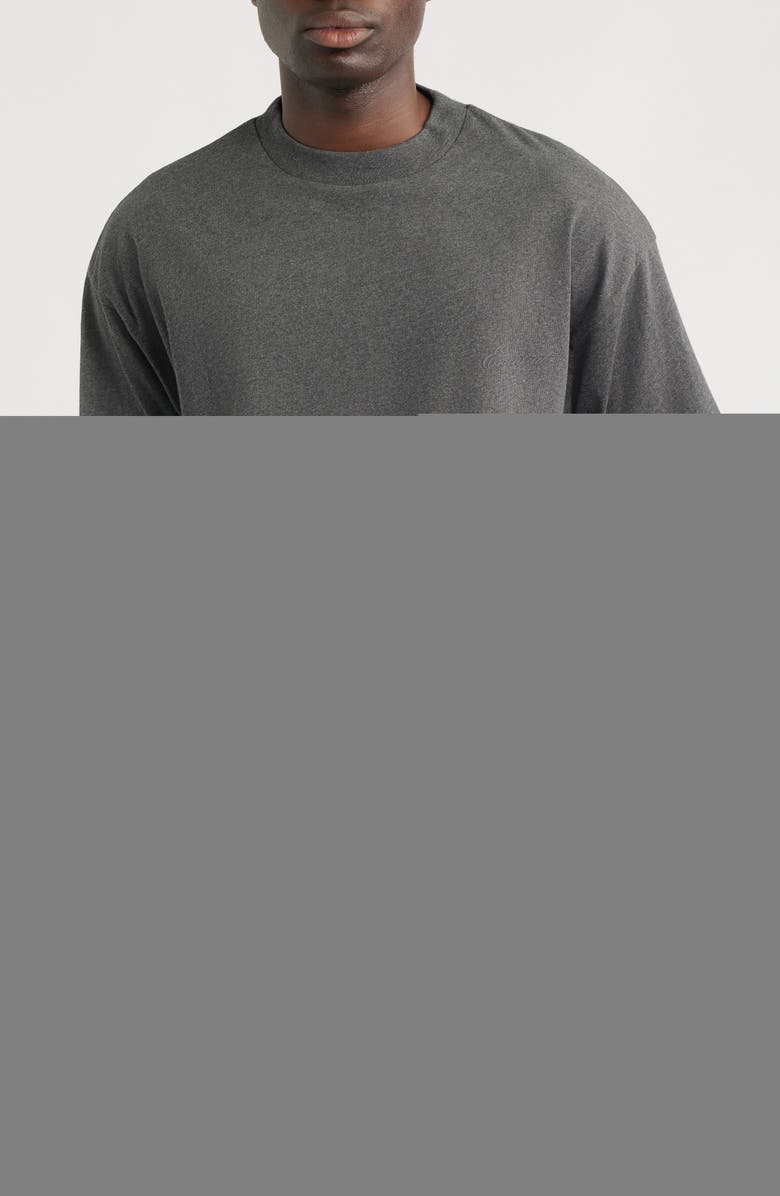Fear of God Essentials Embroidered Classic Short Sleeve Cotton T-Shirt, Main, color, Charcoal Heather