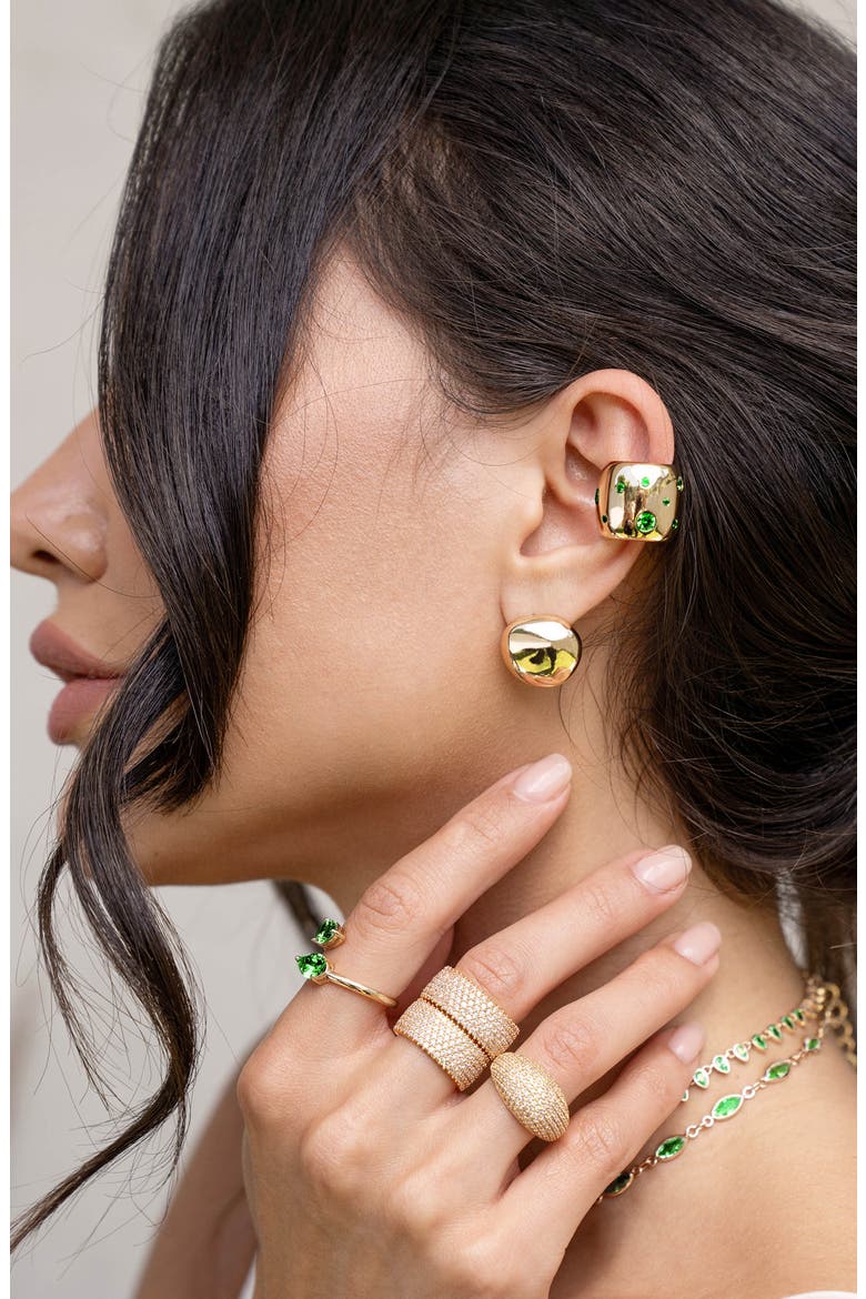 Single Scattered Crystal Ear Cuff, Alternate, color, GREEN