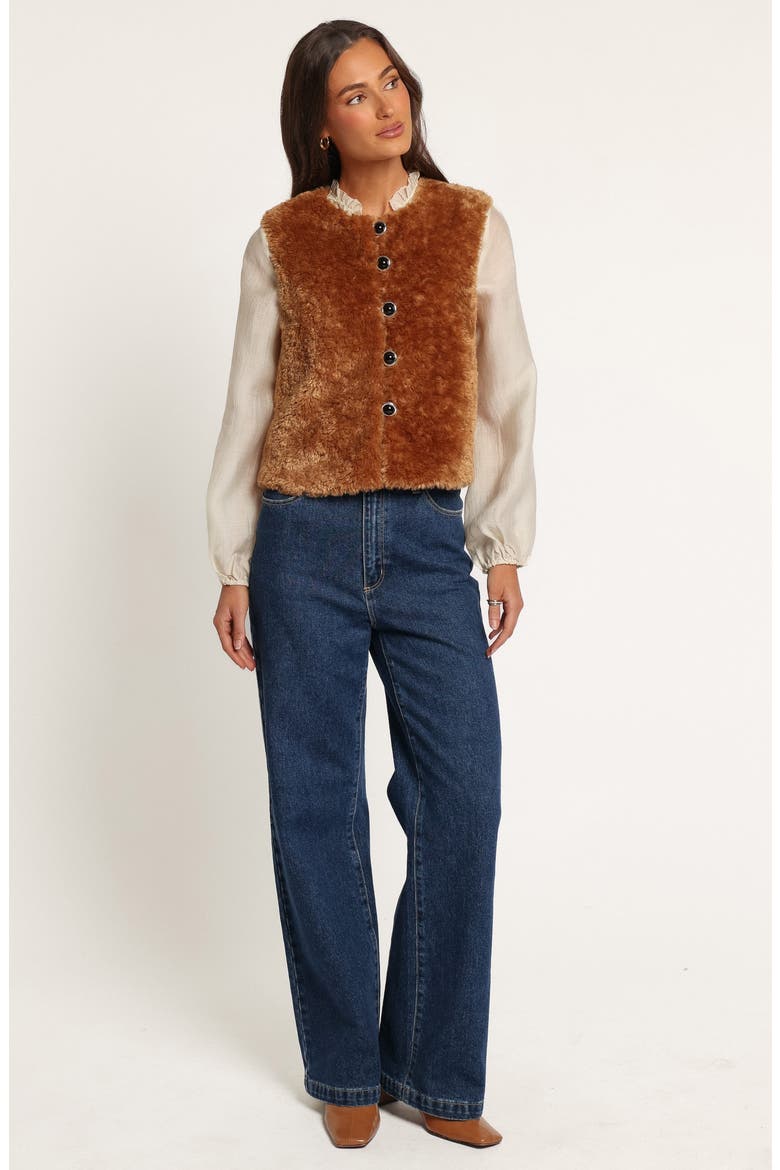 Beslie High Pile Fleece Vest, Alternate, color, CAMEL