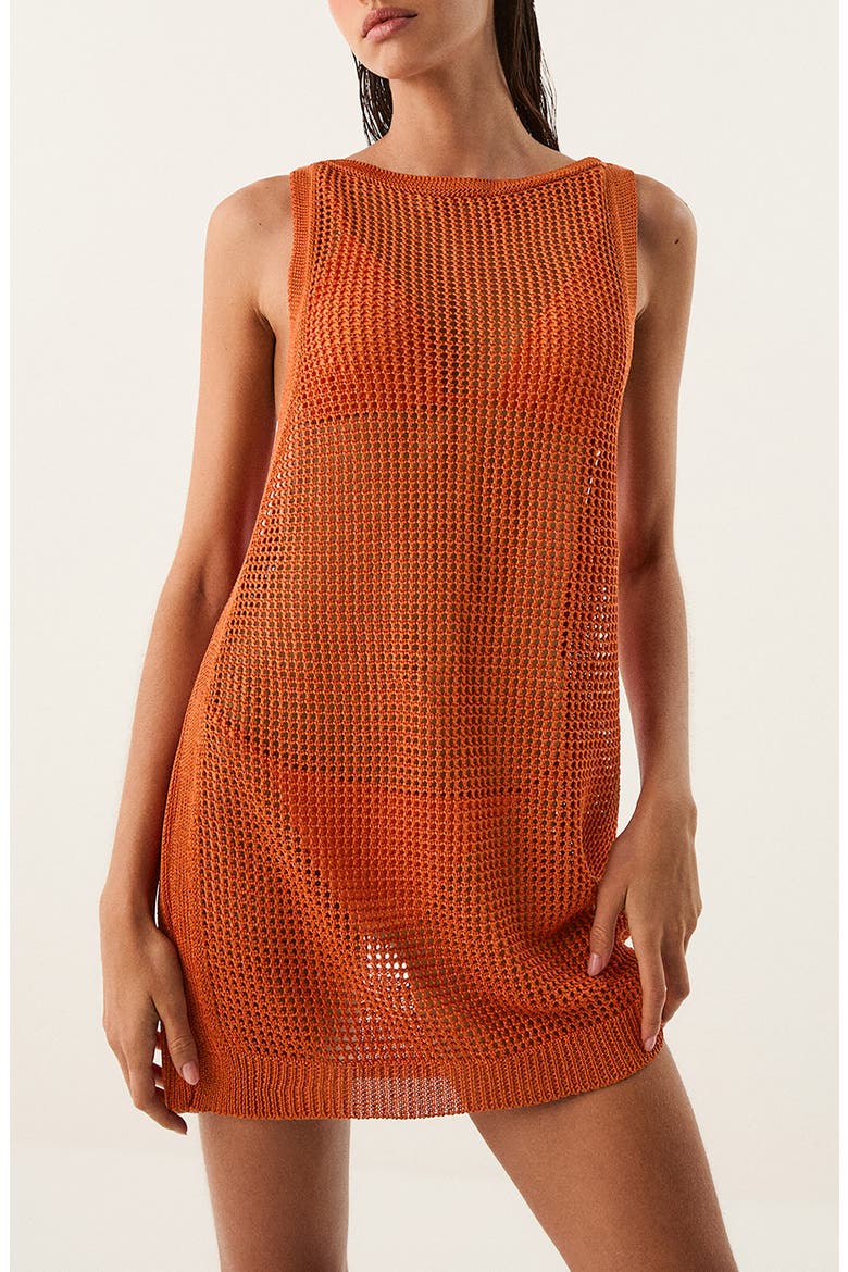 Erika Knit Cover-Up Minidress, Main, color, ORANGE