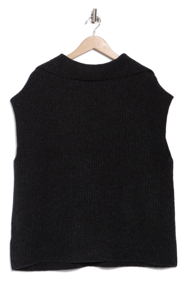 Collared V-Neck Wool & Cashmere Sweater Vest, Alternate, color, H CHARCOAL