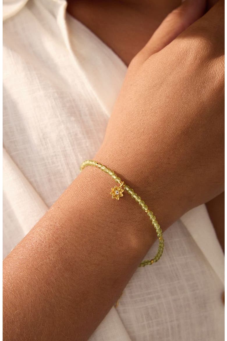 Peridot Lotus August Birthstone Bracelet, Alternate, color, Green