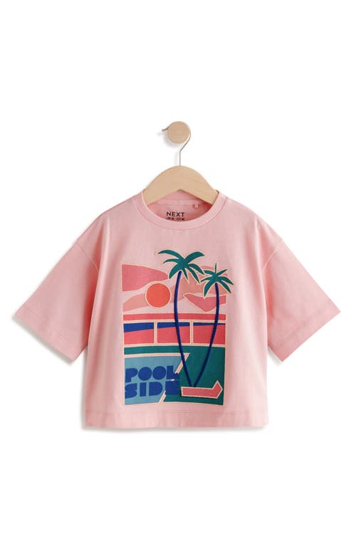 Next Kids' Pool Side Cotton Graphic T-shirt In Pink