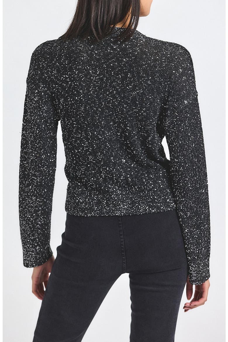 Kalena Sequin Plated Cardigan, Alternate, color, BLACK/ CHARCOAL