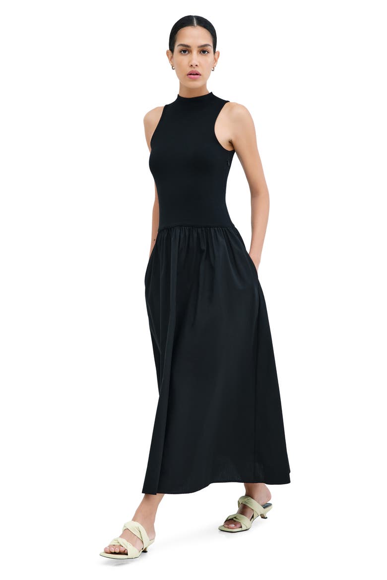 Montrose Mixed Media Maxi Dress, Alternate, color, BLACK