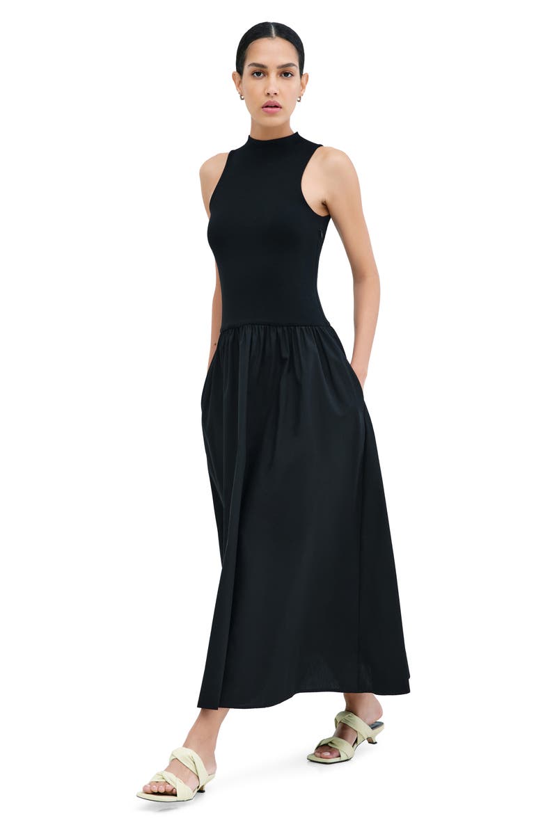 Marcella Montrose Mixed Media Maxi Dress, Alternate, color, Black