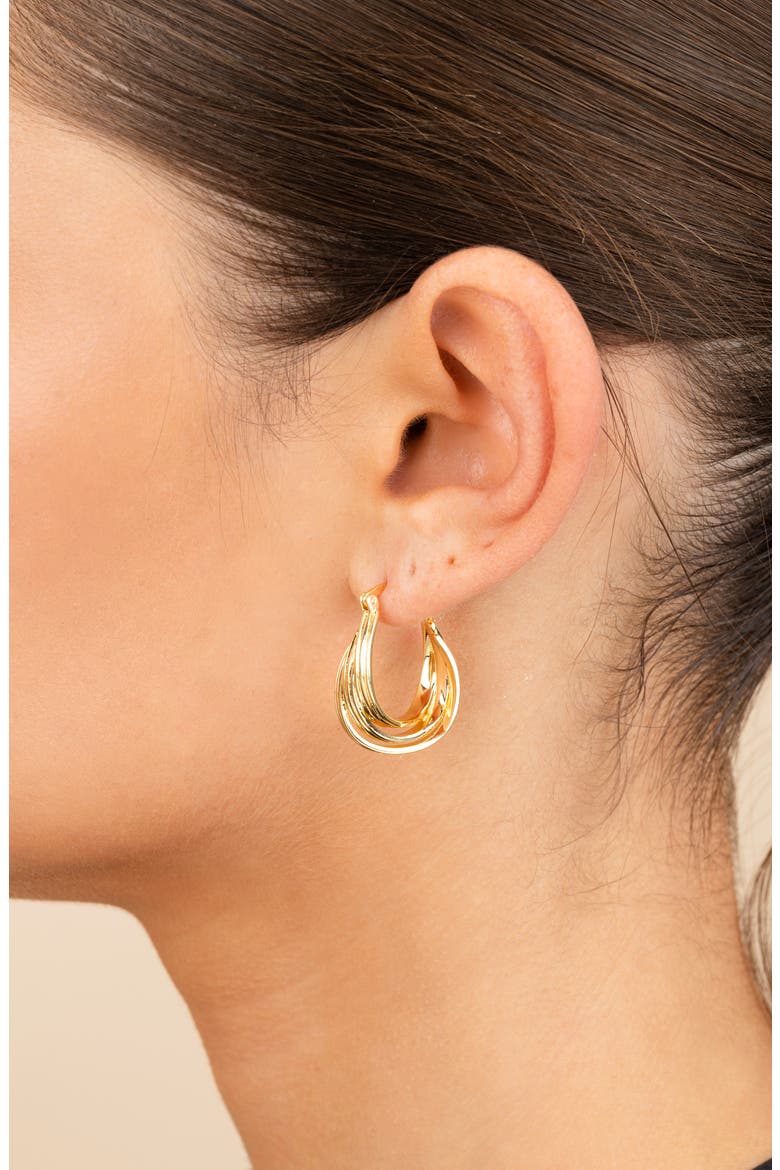 Emery Triple Row Layered Hoop Earrings, Alternate, color, GOLD