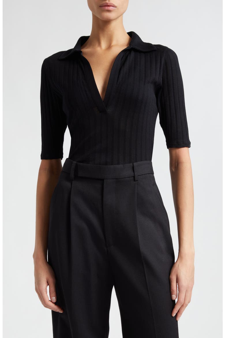Rib Cotton Polo, Main, color, 001BLK-BLACK