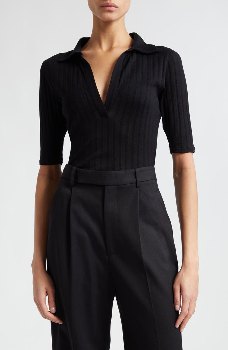 Vince Rib Cotton Polo, Main, color, 001Blk-Black