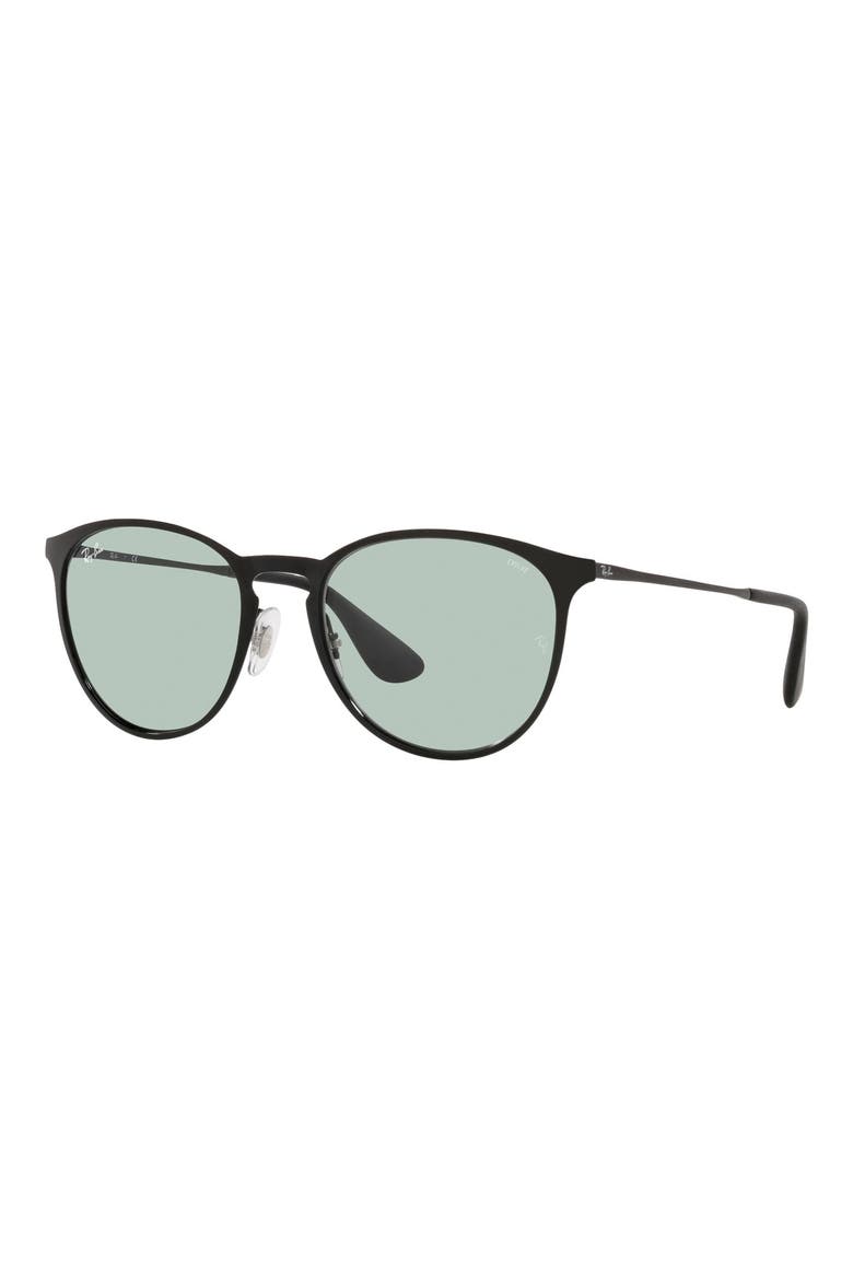 Erika 54mm Round Sunglasses, Alternate, color, SHINY BLACK