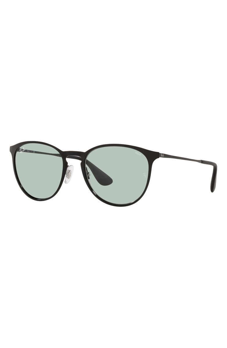 Ray-Ban Erika 54mm Round Sunglasses, Alternate, color, Shiny Black