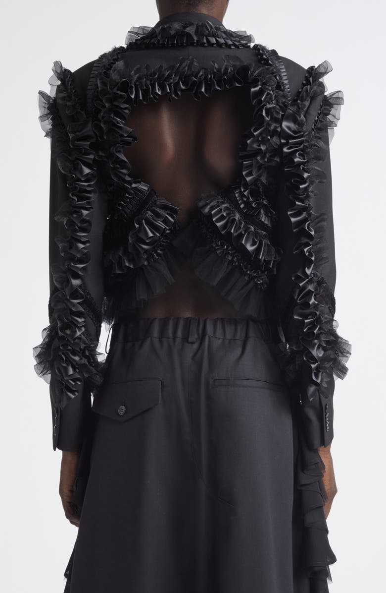 Noir Kei Ninomiya Wool Oxford Crop Jacket, Alternate, color, Black