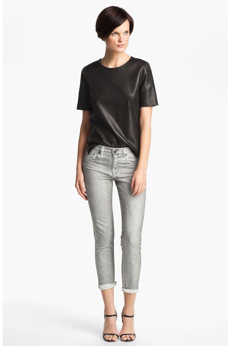 Leather Tee, Alternate, color, BLACK