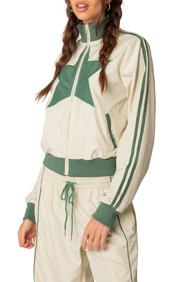 EDIKTED Superstar Track Jacket, Alternate, color, Off-White-And-Olive