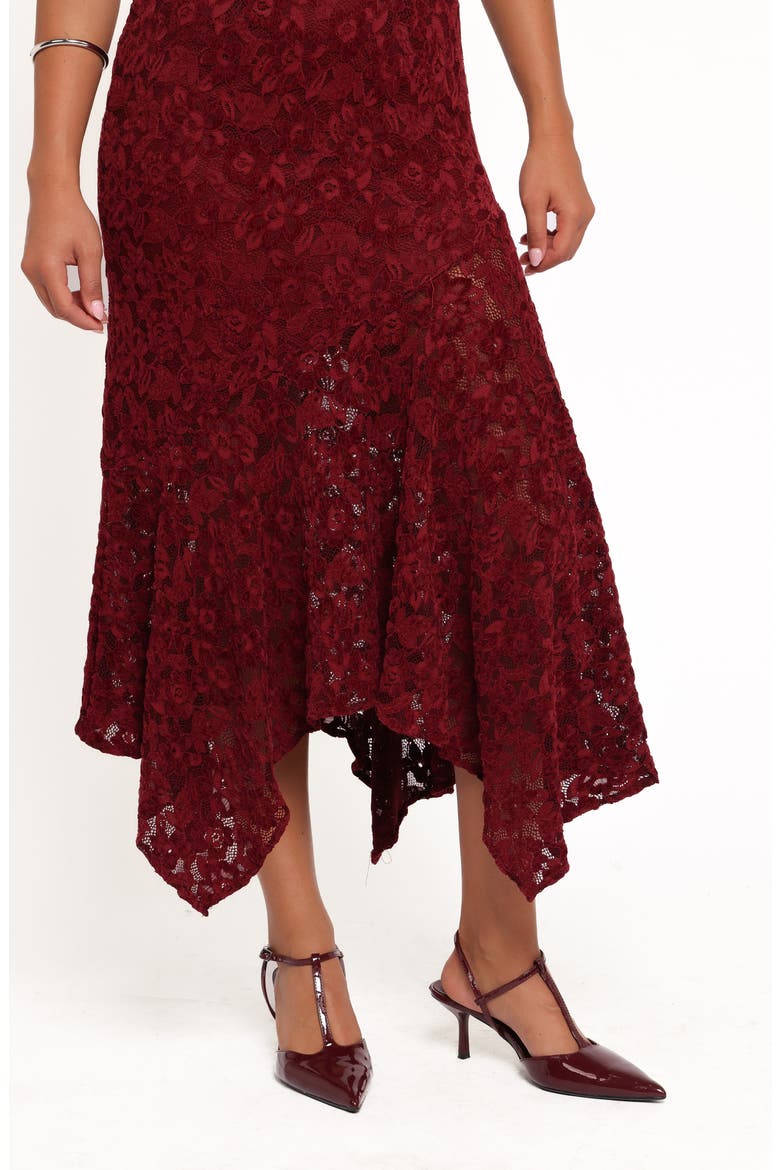 Lorde Embroidered Lace Midi Dress, Alternate, color, BURGUNDY LACE