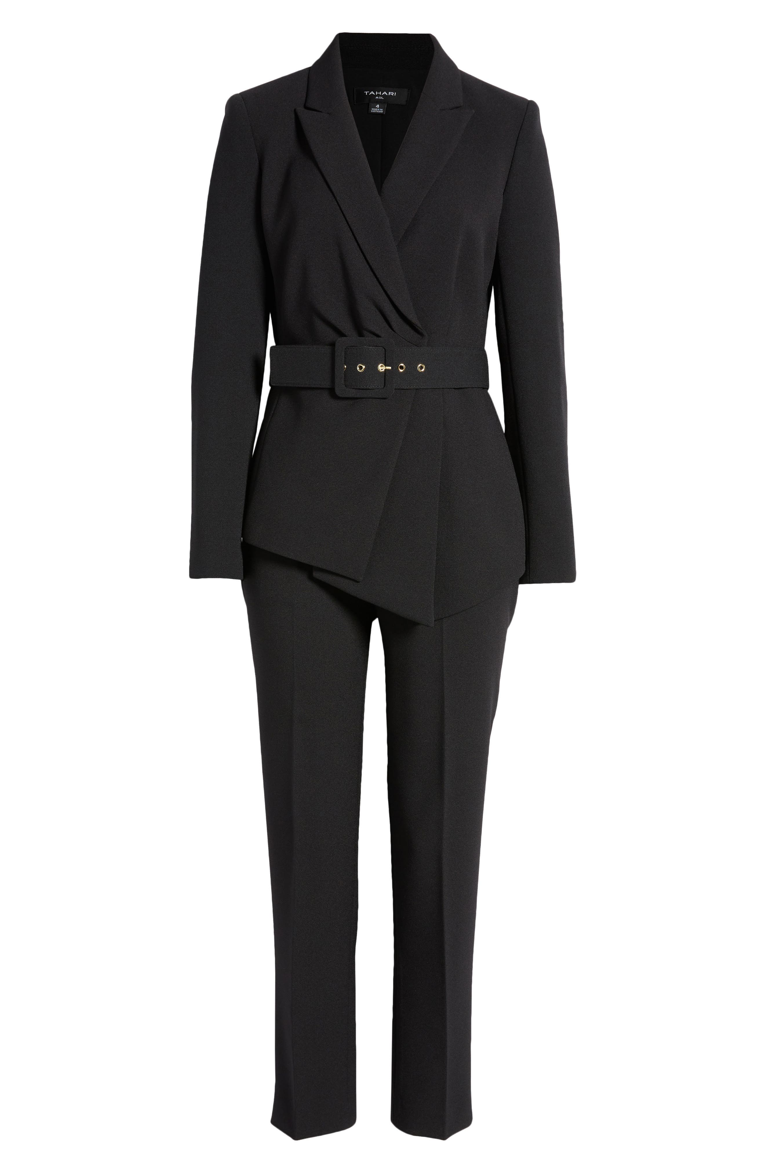 Tahari ASL Peak Lapel Belted Blazer & Pants Set — фото 6