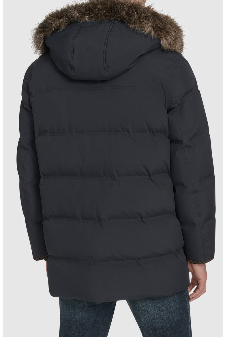 Faux Fur Hooded Longline Jacket, Alternate, color, INK