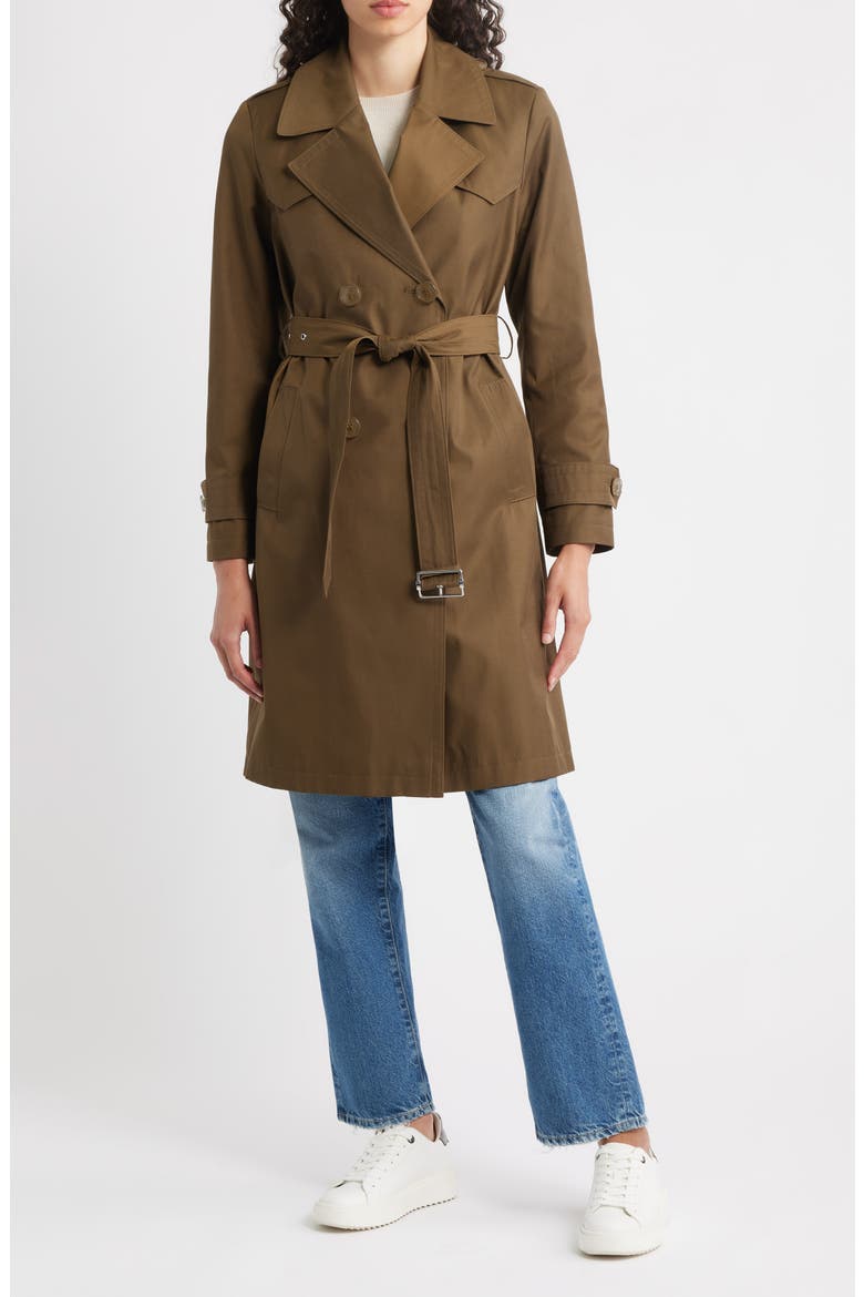 Water Resistant Cotton Blend Trench Coat, Main, color, BOTANIC GREEN