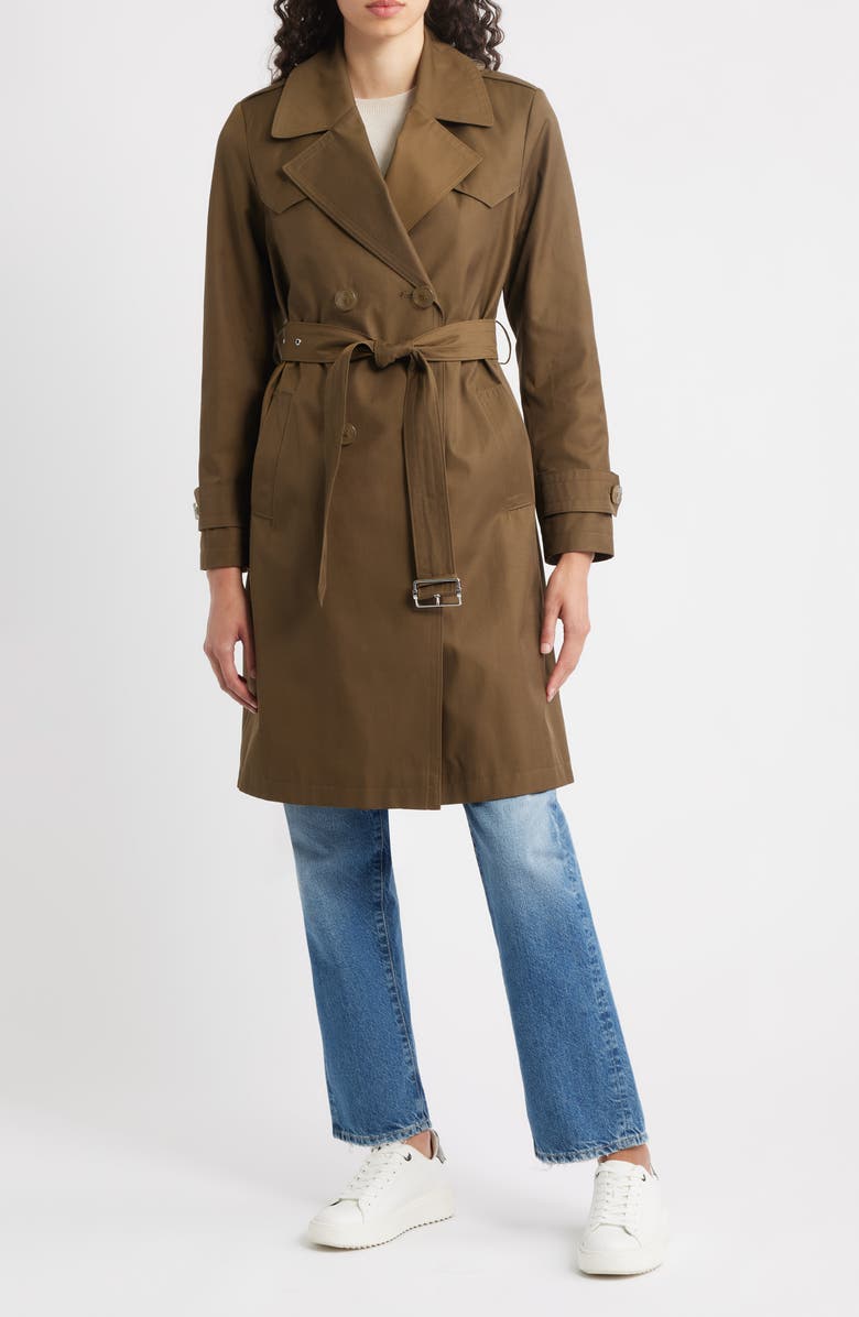 Via Spiga Water Resistant Cotton Blend Trench Coat, Main, color, Botanic Green