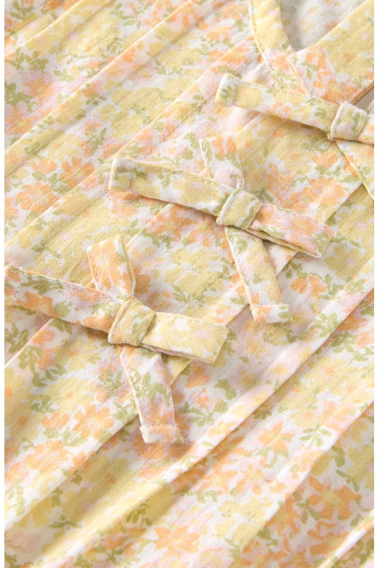 Kids' Bow Pintuck Cotton Dress, Alternate, color, YELLOW/ PINK BLOOMING MEADOW