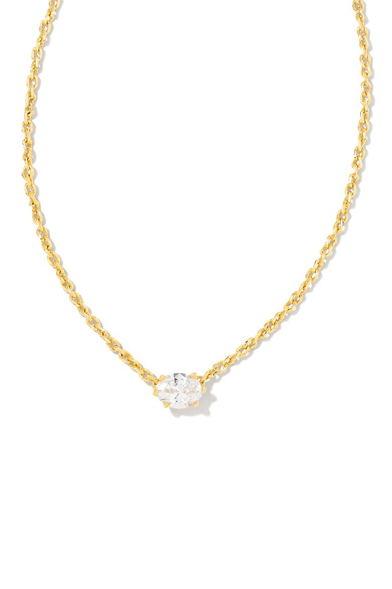 Cailin Cubic Zirconia Station Necklace, Main, color, GOLD/ METAL WHITE