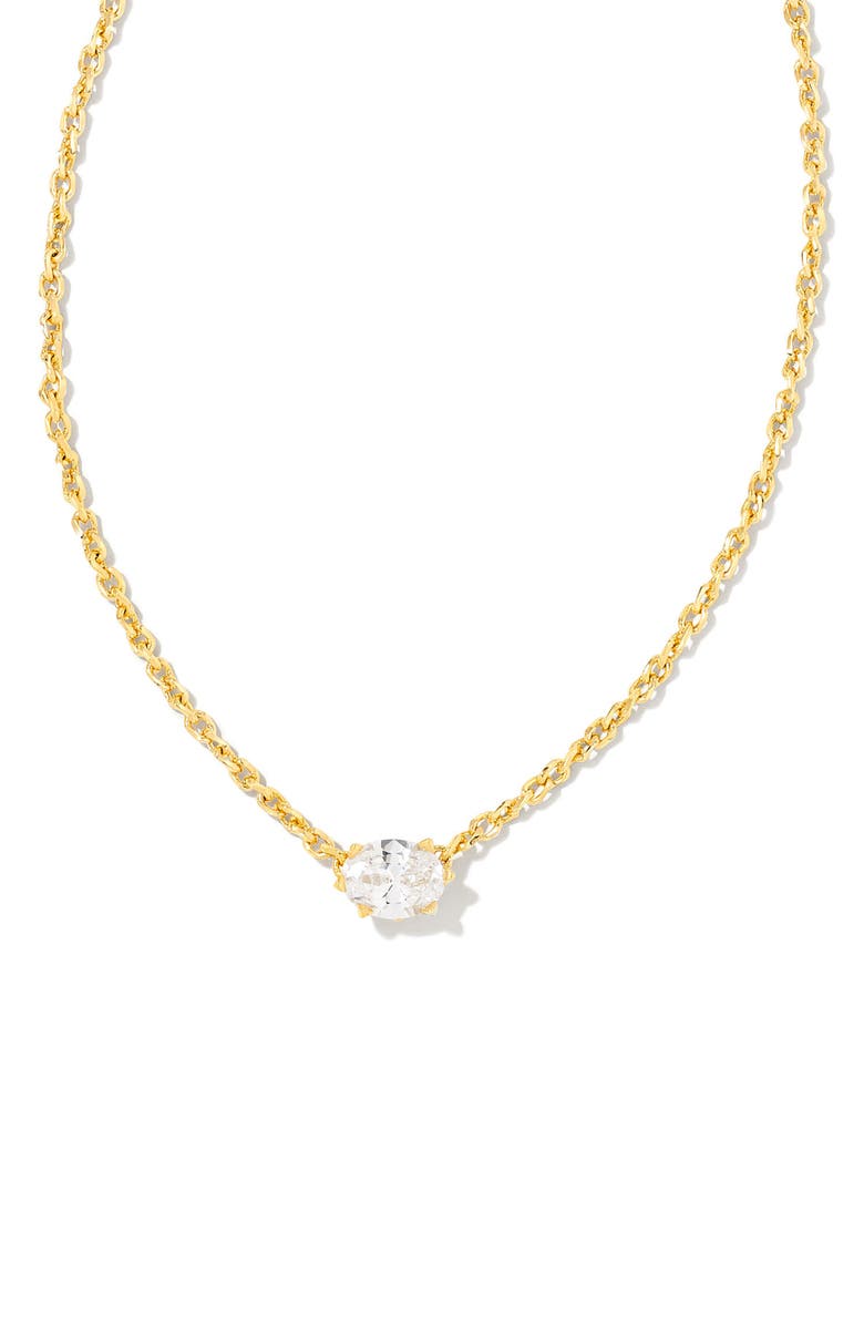 Kendra Scott Cailin Cubic Zirconia Station Necklace, Main, color, Gold/ Metal White