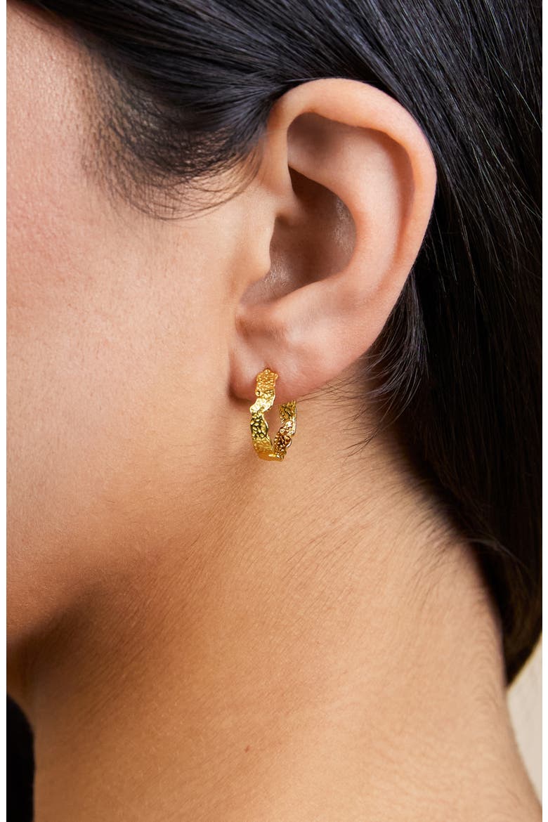 Mary Textured Hoop Earrings, Alternate, color, GOLD