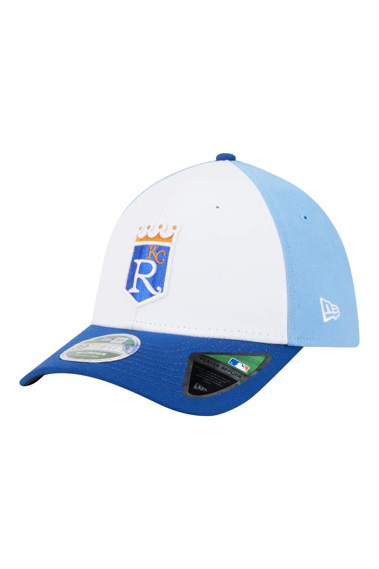 Men's New Era  White/Royal Kansas City Royals Player Replica 39THIRTY M-Crown Flex Hat, Main, color, White